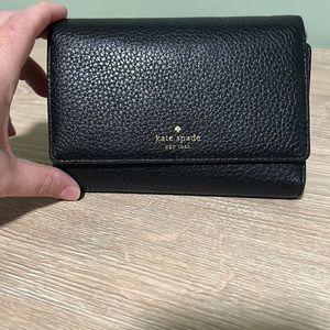 Kate Spade pebble leather trifold wallet